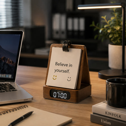 Torgenera Wooden Smart Desk Calendar Clock Lamp