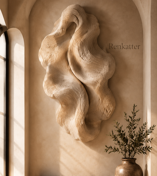 Renkatter Abstract Wave Stone Wall Sculpture